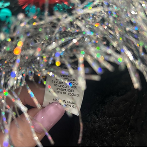 Love on a hanger Women's Christmas Teal Sequin Decorated Mini Skirt NEW L - Picture 7 of 8